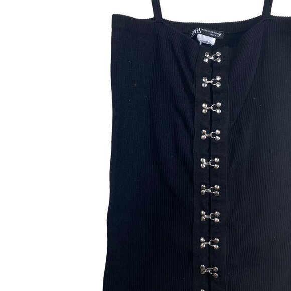 2/$30‎ Zara Black Hook and Eye Seamless Mini Ribbed Bodycon Dress Size XS - Picture 5 of 10